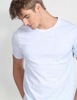 geometric print cotton t-shirt