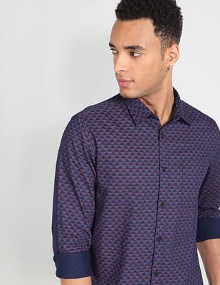 geometric print cotton twill shirt