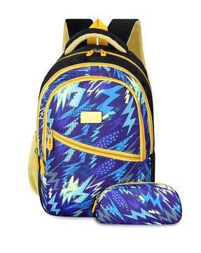 geometric print everyday backpack with pouch