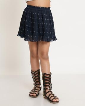 geometric-print-pleated-mini-skirt