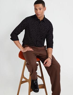 geometric print slim fit casual shirt