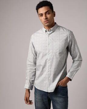 geometric print slim fit shirt
