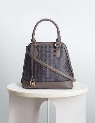 geometric print structured handbag