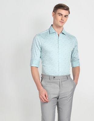 geometric print twill shirt
