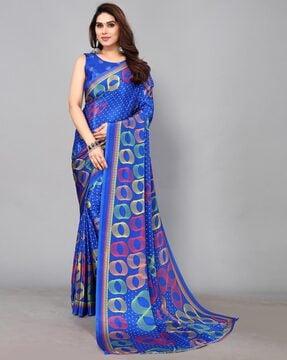 geometric & dot printed saree