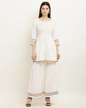 geometric a-line kurta palazzo set