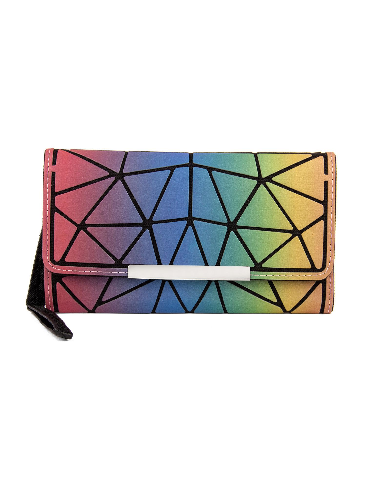 geometric assorted color pu material soft medium size handbag - 105003200619