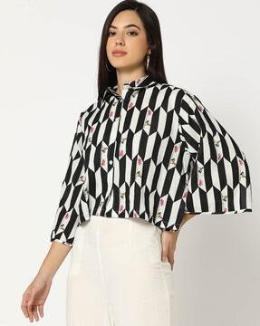 geometric bird print shirt