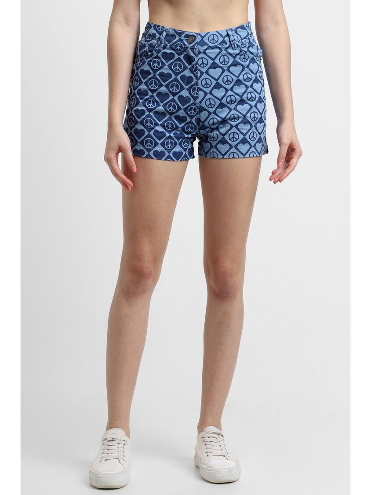 geometric blue geometric shorts