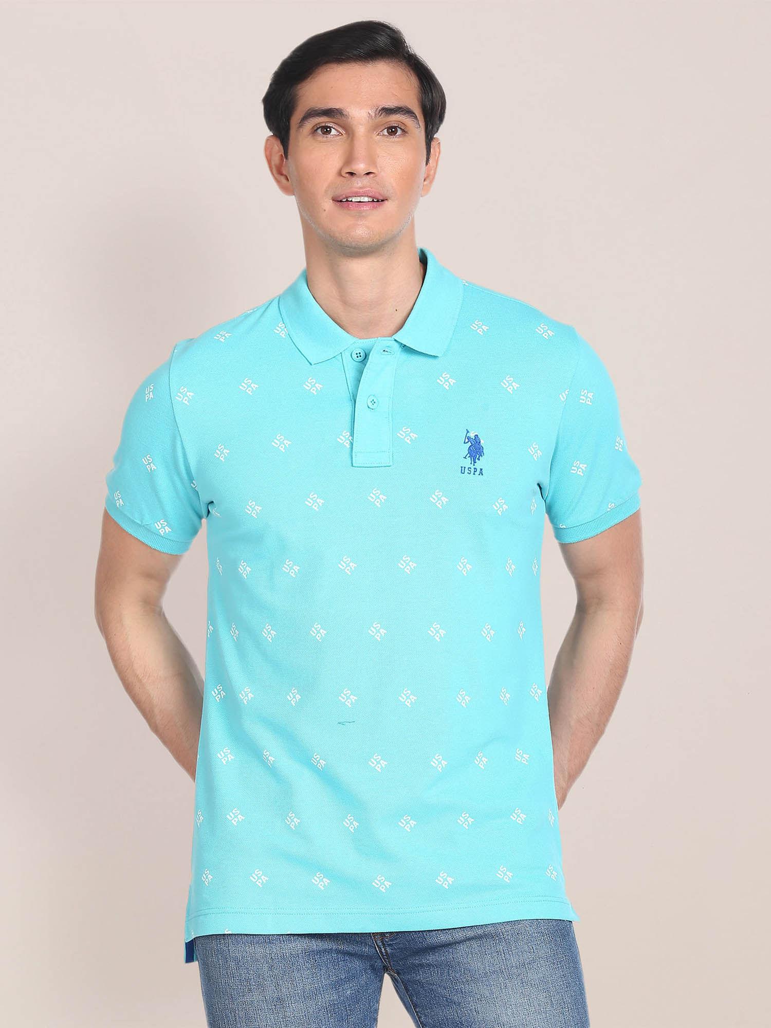 geometric brand print polo t-shirt