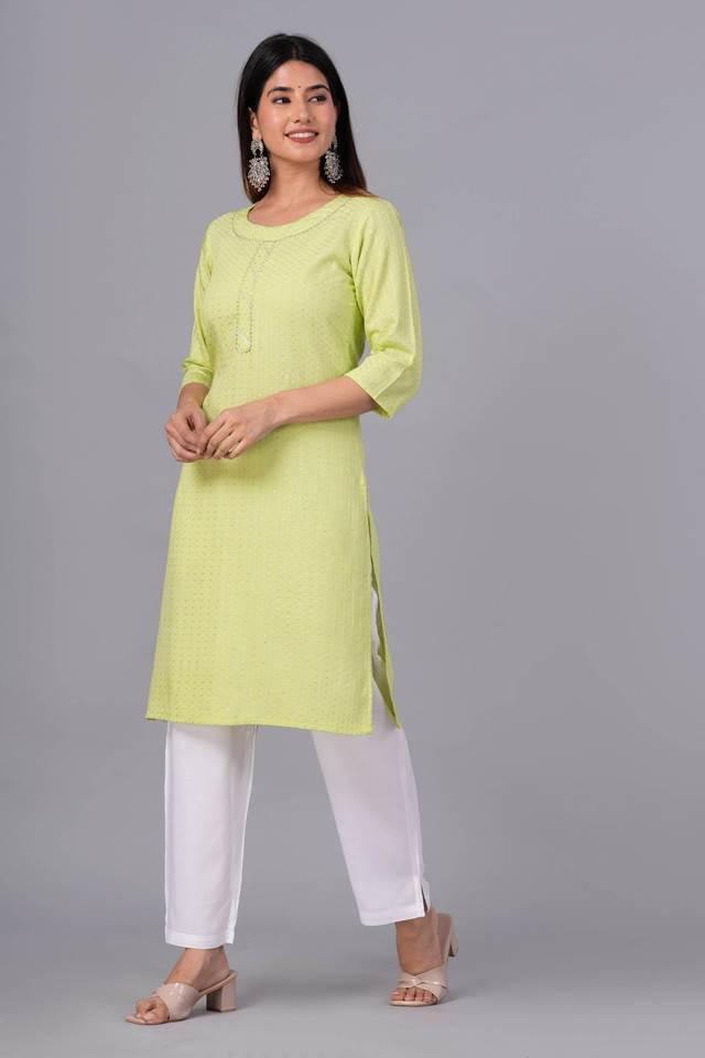 geometric cotton embroidered gotta patti kurta with trousers