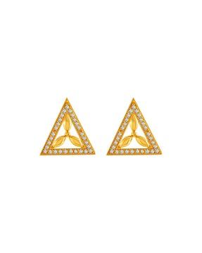 geometric-design yellow gold stud earrings