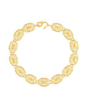 geometric-design yellow gold link bracelet