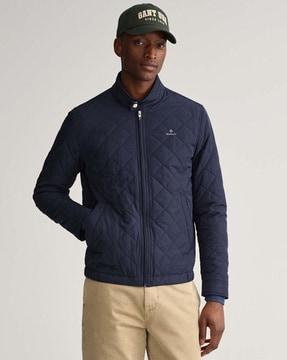 geometric design zip-front track jacket