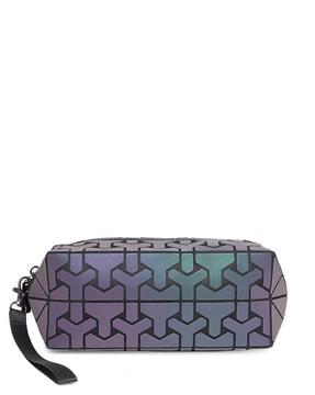 geometric embossed pouch with detachable strap