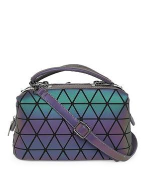 geometric embossed satchel bag
