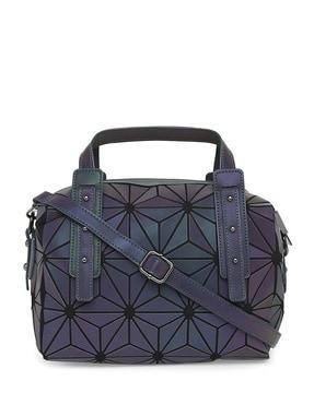geometric embossed shoulder bag with detachable strap