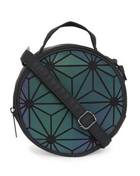 geometric embossed sling bag with detachable strap