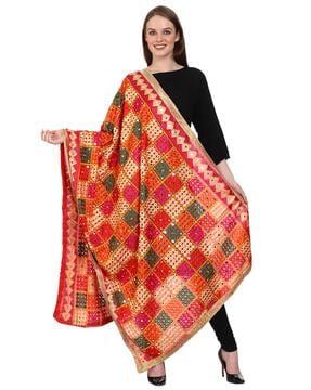 geometric embroidered dupatta