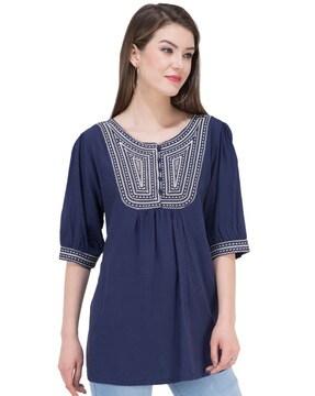 geometric embroidered tunic