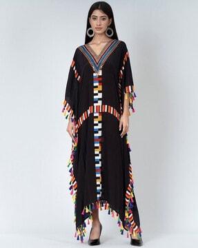 geometric kaftan with lace