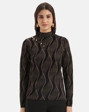 geometric-knit high-neck sweatshirt