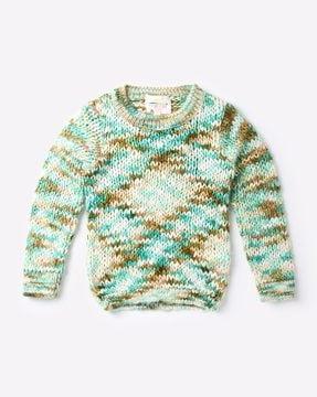 geometric knit textured pullover