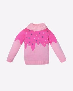 geometric knitted high-neck pullover