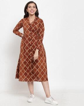 geometric pattern a-line dress