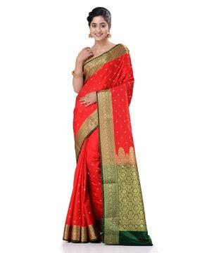 geometric pattern banarasi silk saree