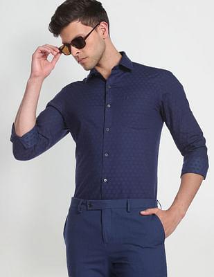 geometric pattern cotton formal shirt