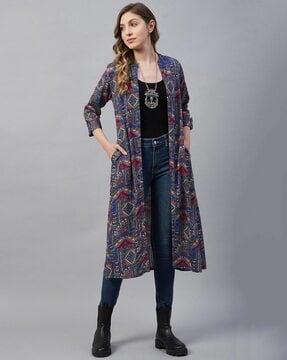 geometric pattern front-open shrug