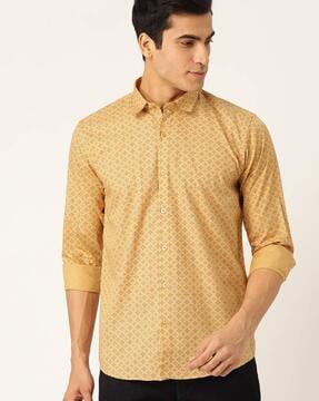 geometric pattern full sleeves shirt