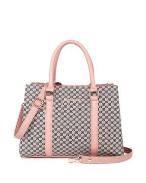 geometric pattern handbag with detachable strap