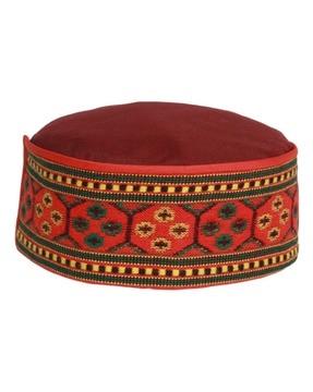 geometric pattern kullu patti rounded woolen hat