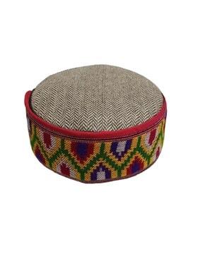 geometric pattern kullu patti rounded woolen hat