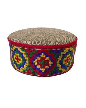 geometric pattern kullu patti rounded woolen hat