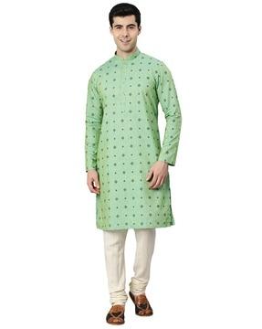 geometric pattern kurta with insert pocket