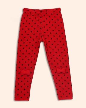 geometric pattern leggings with bow