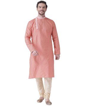 geometric pattern long kurta with side slits