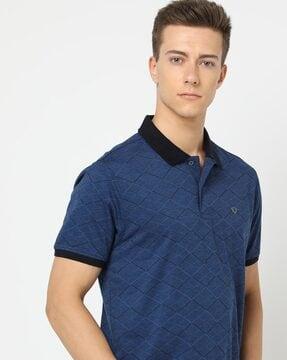 geometric pattern polo t-shirt