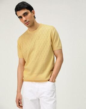 geometric pattern regular fit crew-neck t-shirt