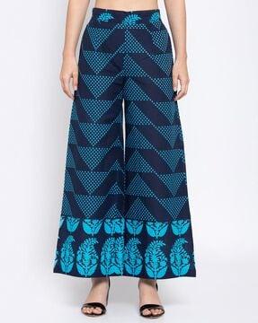 geometric pattern relaxed fit palazzos