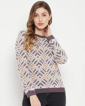 geometric pattern relaxed fit pullover