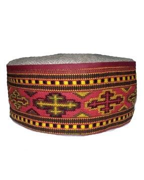 geometric pattern rounded woolen cap