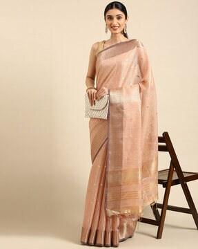 geometric pattern saree with zari border