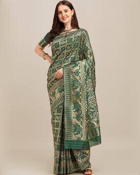 geometric pattern saree with zari border