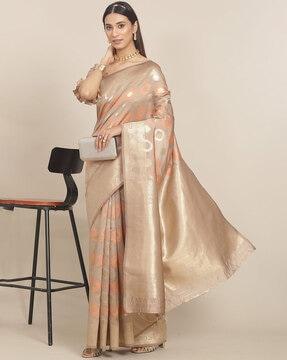 geometric pattern saree with zari border