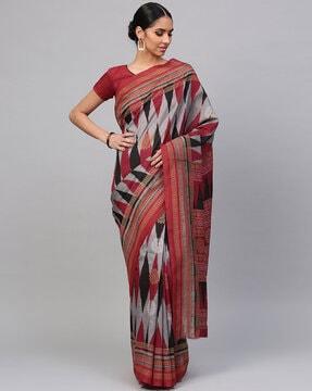 geometric pattern saree