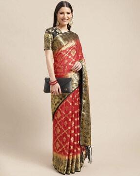 geometric pattern silk saree